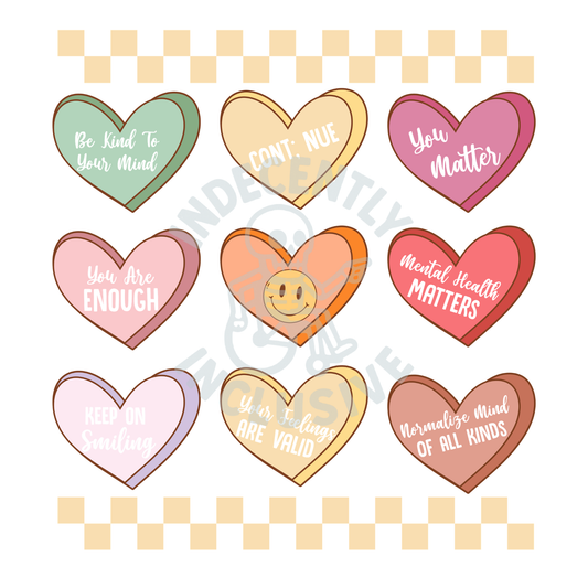Mental Health Hearts DTF Print